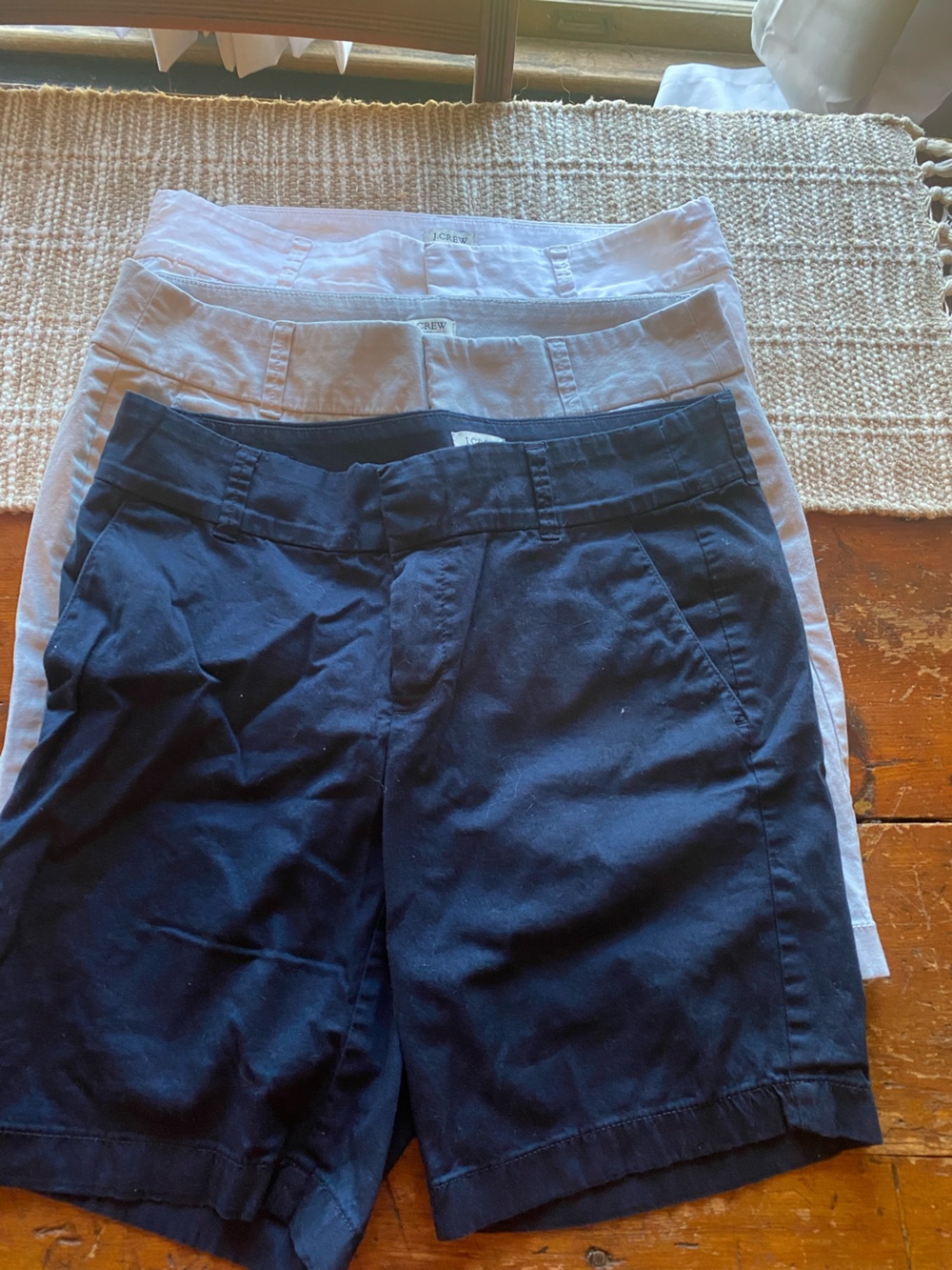 J. Crew Black and Khaki Short Set of 3 6 inch inseam
